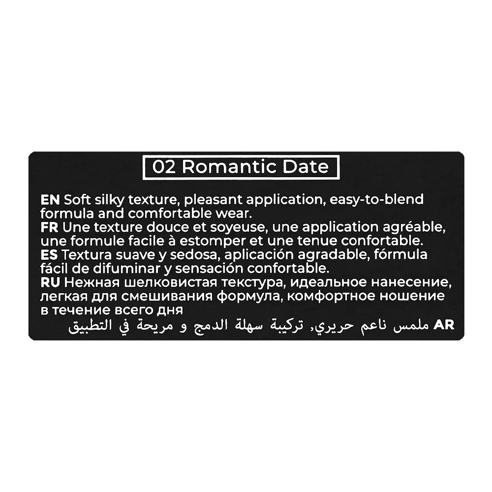 J. Note Flawl Eyeshadow Palette, 9 Shades, 0.79g Each, 02 Romantic Date shades and color detail