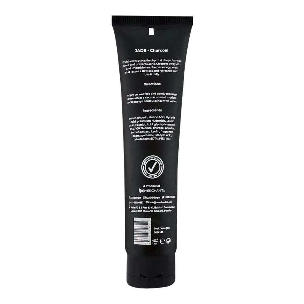 Side view of jade charcoal exfoliating & detoxifying face wash, 100ml