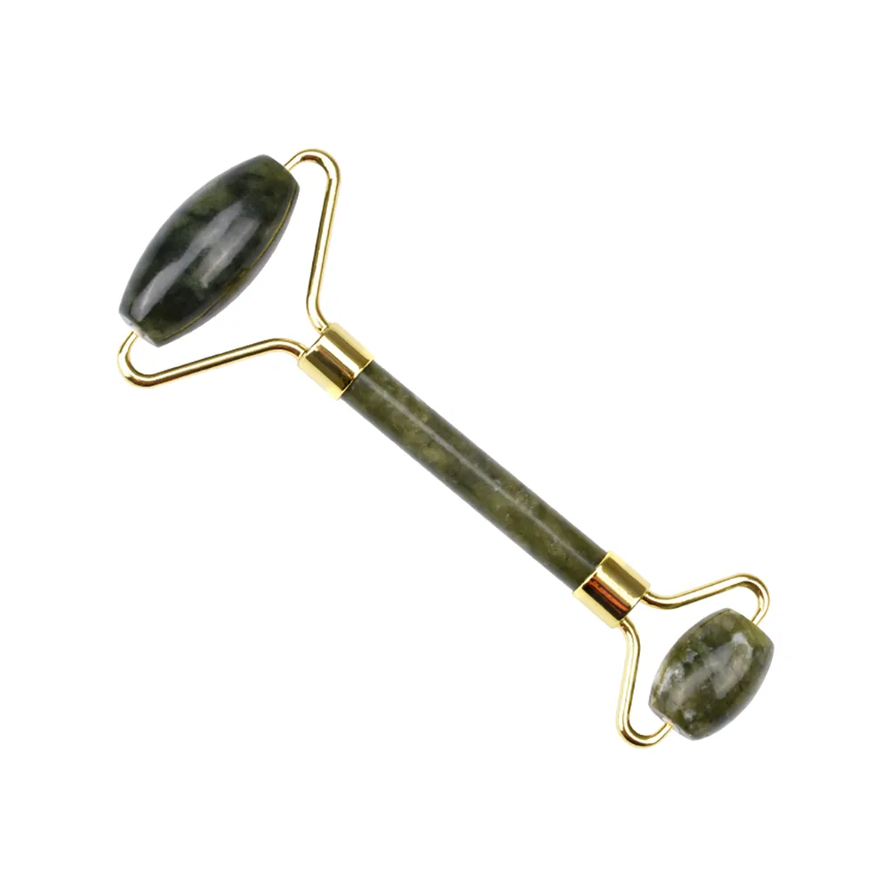Side view of jade roller facial massage tool