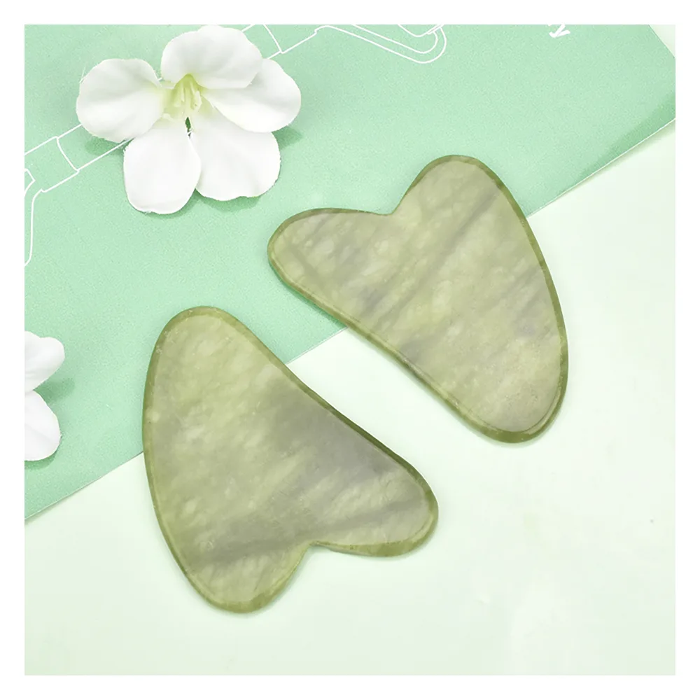 Comfortable casual jade roller & guasha, facial massage tool set, green, 2-pack
