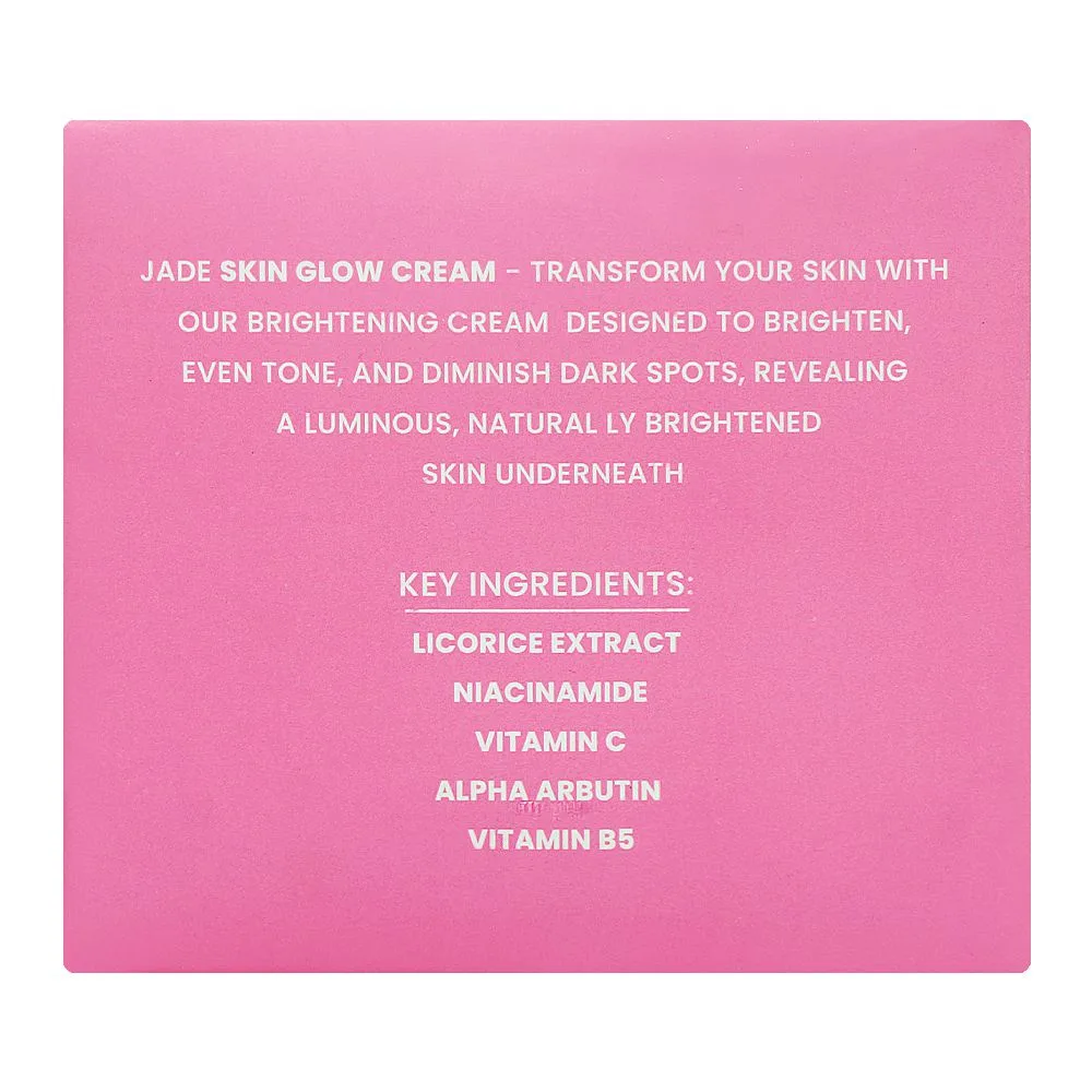 Side view of jade skin glow brightening cream with licorice extracts, 50ml