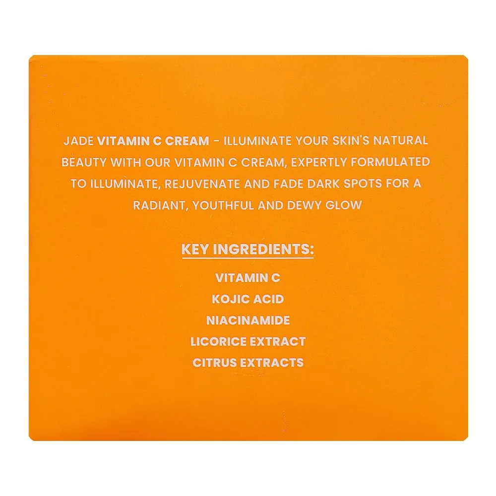 Side view of jade vitamin c glowing cream with kojic acid, 50ml