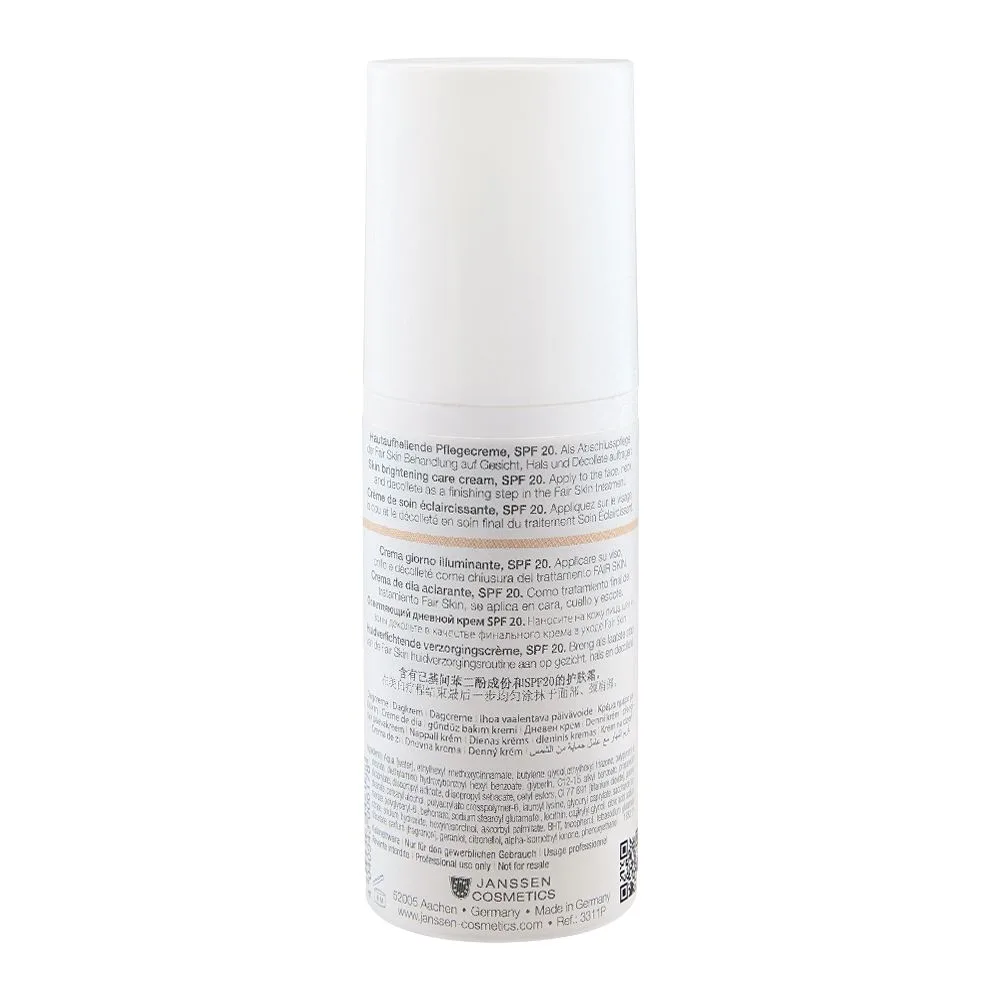 Side view of janssen cosmetics brightening day protection fair skin, 100ml