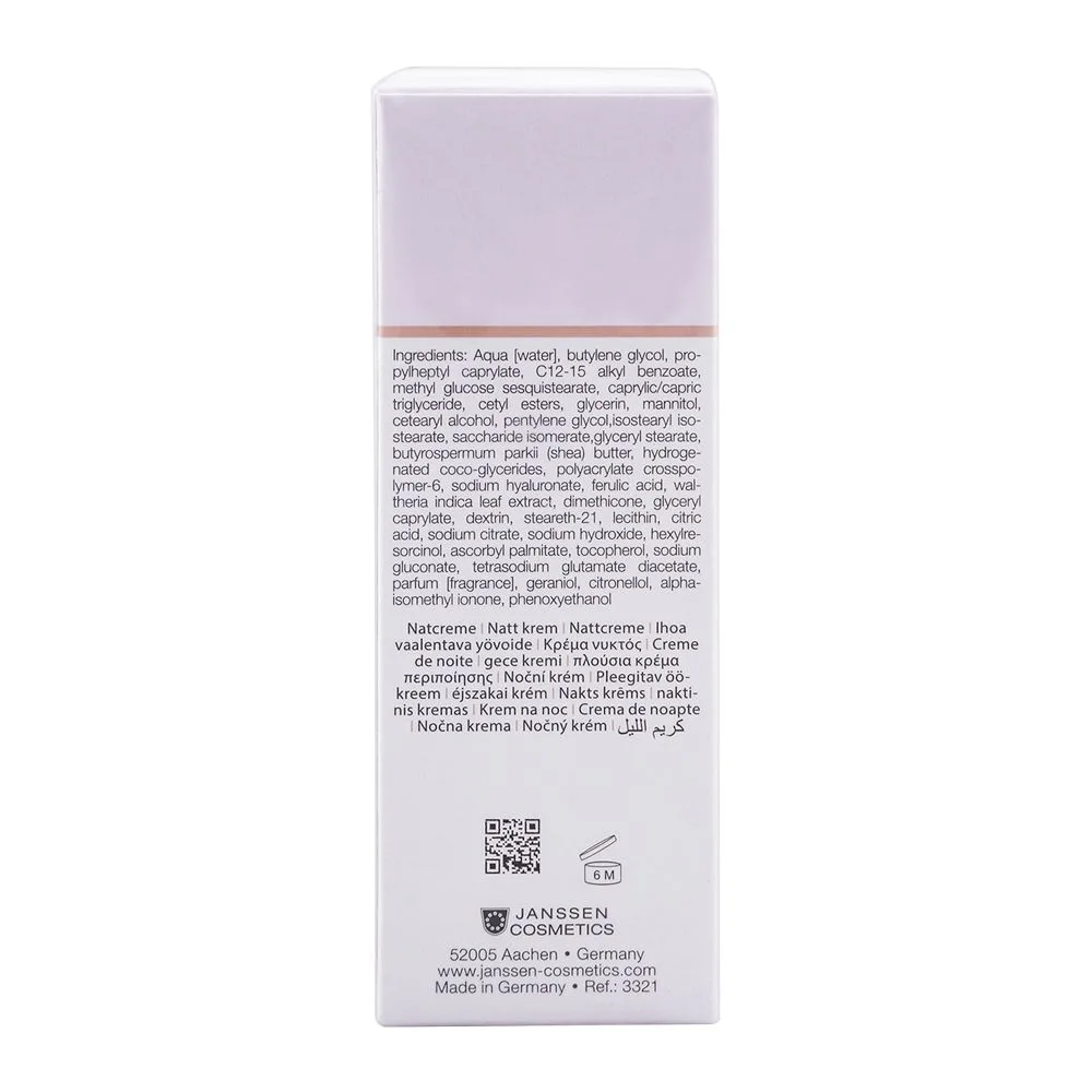 Side view of janssen cosmetics brightening night care cream, 50ml