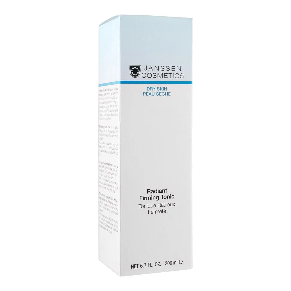 Side view of janssen cosmetics dry skin radiant firming tonic, 200ml