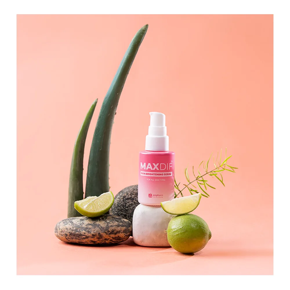 Side view of jen pharm maxdif brightening serum, 20ml