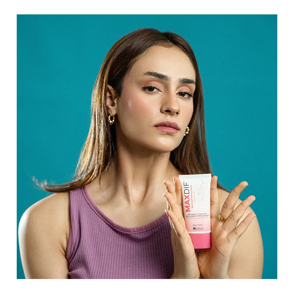Side view of jen pharm maxdif skin brightening cream, 40g