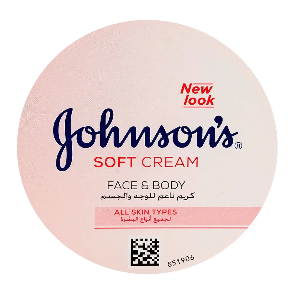 Side view of johnson face & body soft cream, for all skin types, 200ml