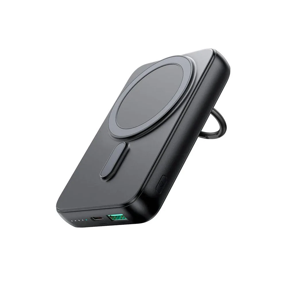 Joyroom 20W Mini Magnetic Wireless 10000 mAh Power Bank With Ring Holder, Black, JR-W050