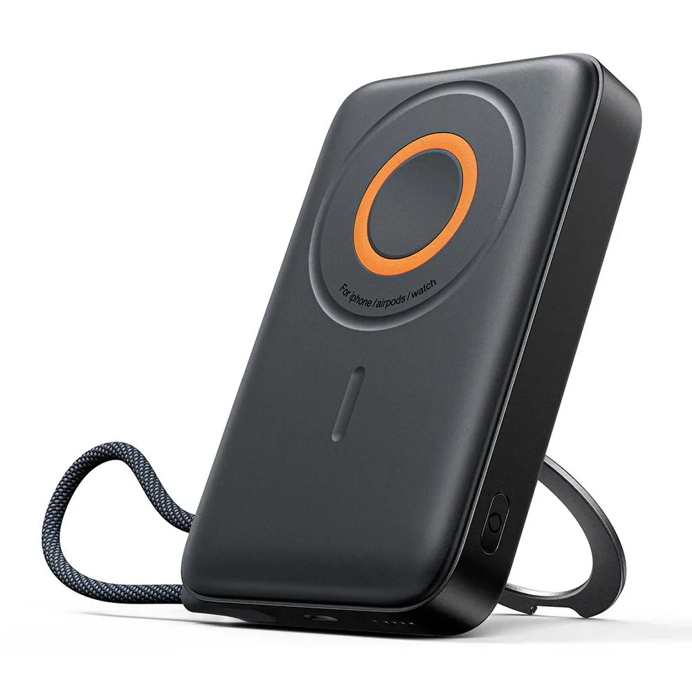 Joyroom 3-In-1 Magnetic Wireless Power Bank With Built-In Type-C Cable, 10000mAh, 22.5W, Black, JR-PBM02