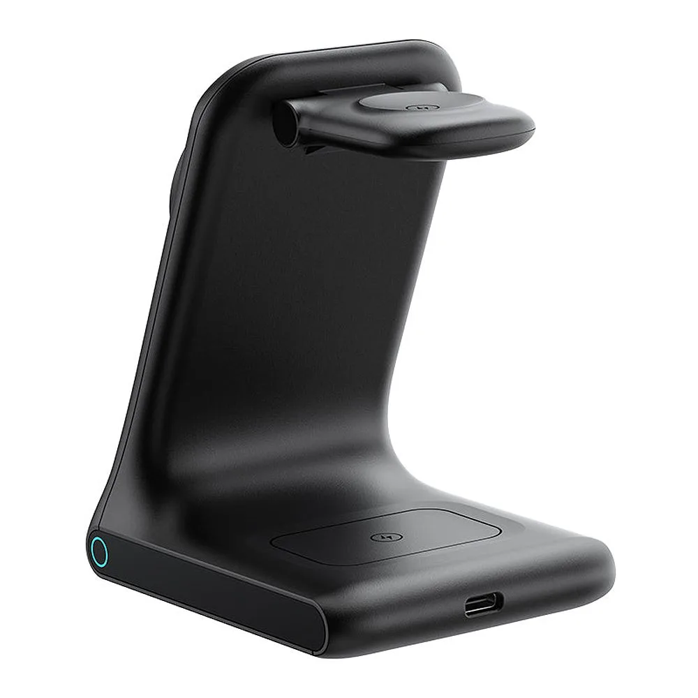 Comfortable casual joyroom 3-in-1 wireless charging station, black, jr-w15