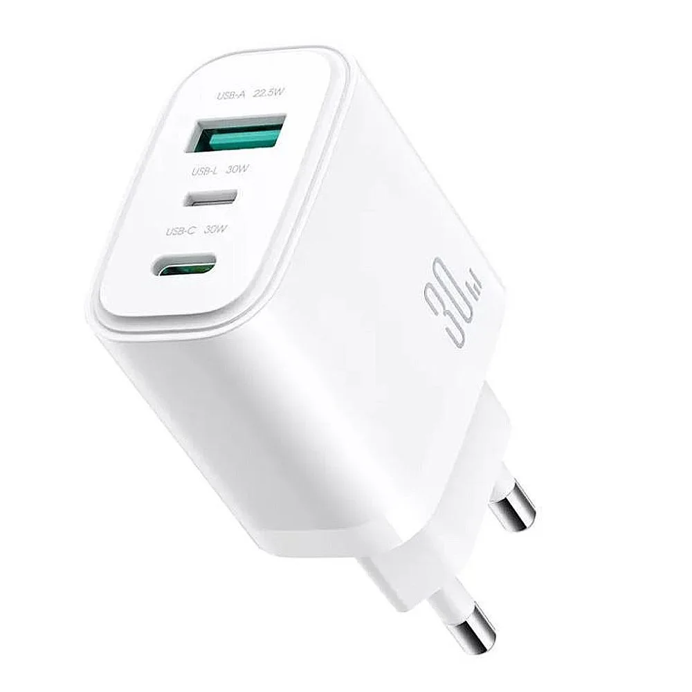 Joyroom 30W 3-Port Gan Fast Charger, White, JR-TG6