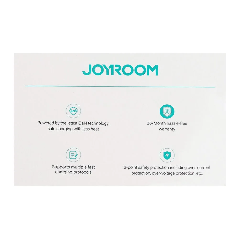 Premium everyday wear joyroom 30w 3-port gan fast charger, white, jr-tg6