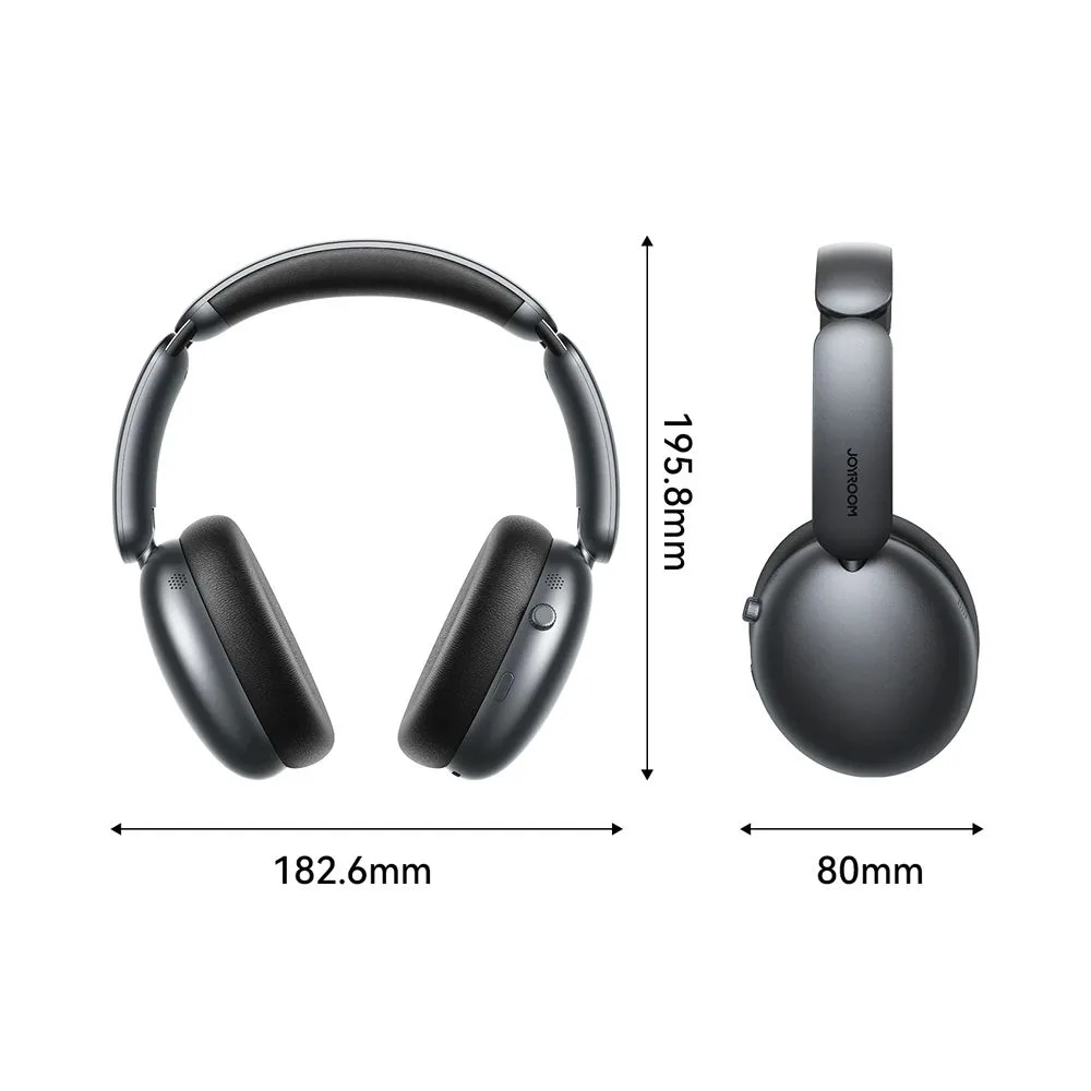 Front angle of joyroom hybrid anc bluetooth wireless headphone, black, jr-jh2