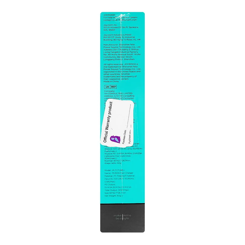 Comfortable casual joyroom pd fast charger, for ip phone & samsung, 30w, pd + qc 3.0, white, jr-tcf24