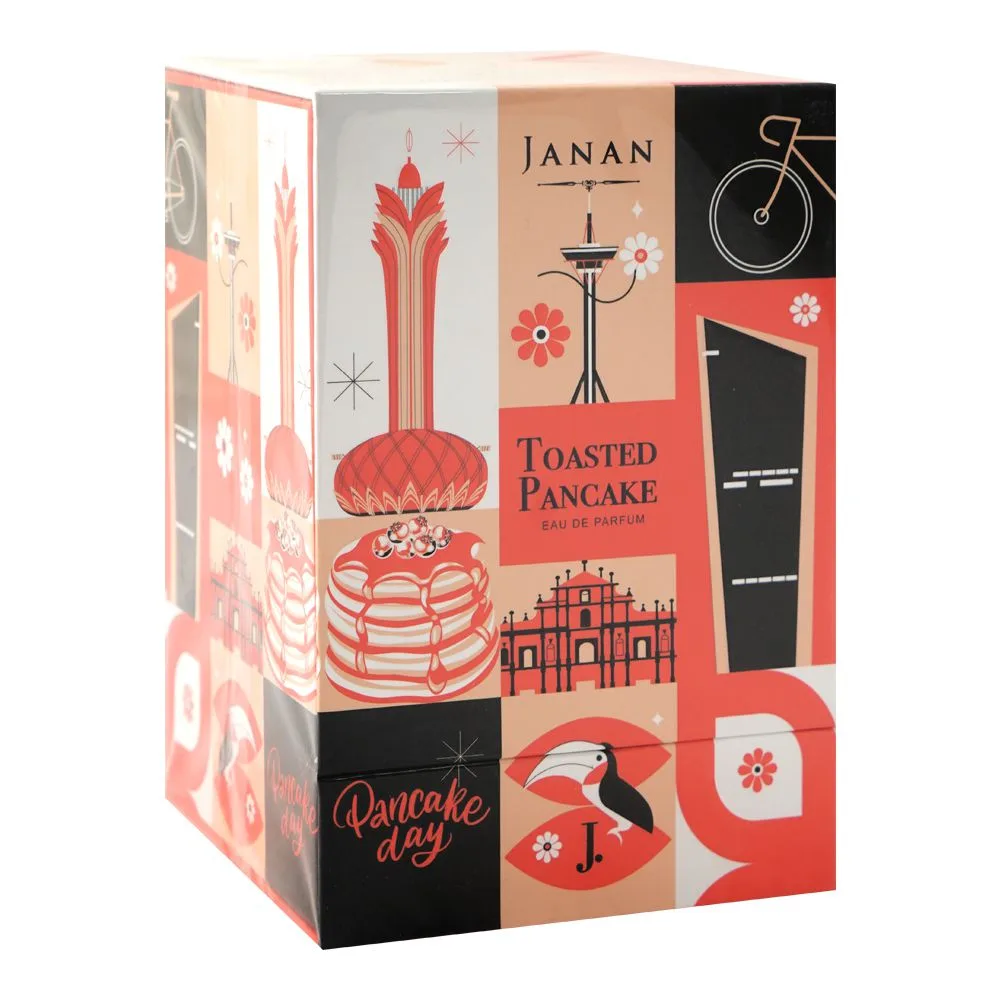 Side view of junaid jamshed j. janan toasted pancake, eau de parfum, for men & women, 100ml