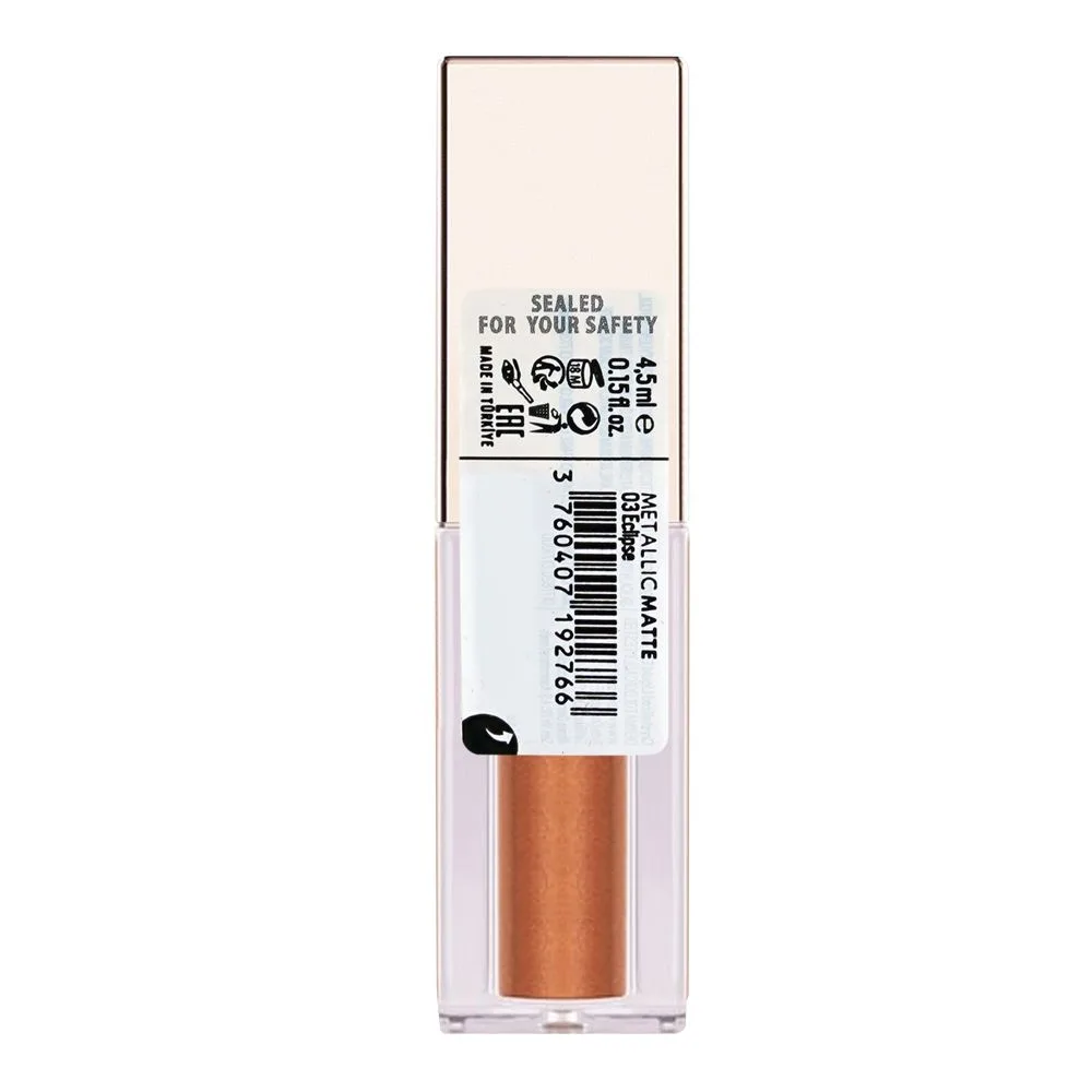 Side view of junaid jamshed note crystalized metallic shiny liquid eyeshadow, 03 eclipse, 4.5ml