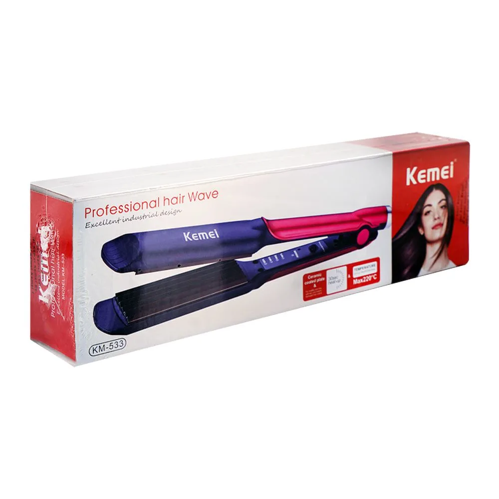 Kemei Ceramic Coated Plate Hair Crimper, 40W, 220-240V, KM-533