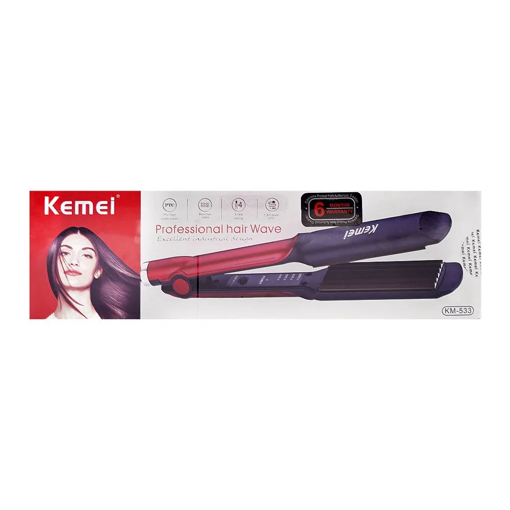 Comfortable casual kemei ceramic coated plate hair crimper, 40w, 220-240v, km-533