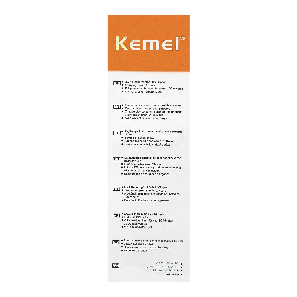 Close-up design of kemei lcd display hair trimmer, 600mah battery, 120 minutes runtime, km-026
