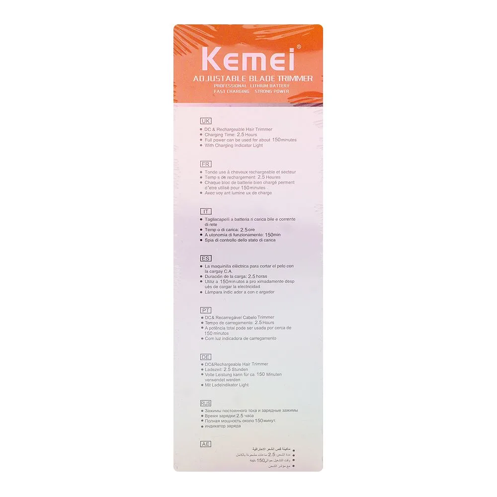 Comfortable casual kemei lcd display professional hair trimmer, 1200mah battery, 150 minutes runtime, km-1741
