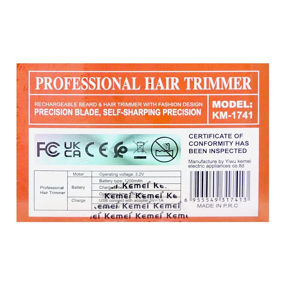 Premium everyday wear kemei lcd display professional hair trimmer, 1200mah battery, 150 minutes runtime, km-1741