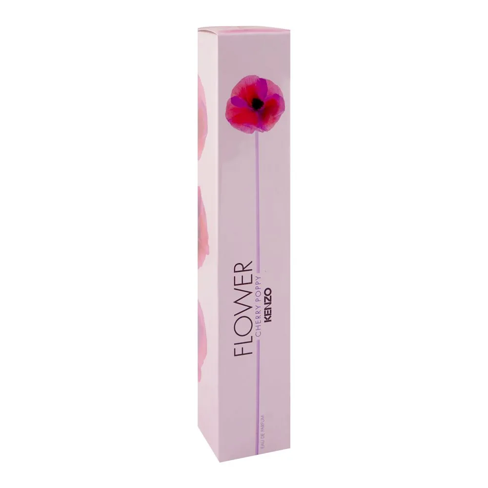 Side view of kenzo flower cherry poppy, eau de parfum, for women, 125ml