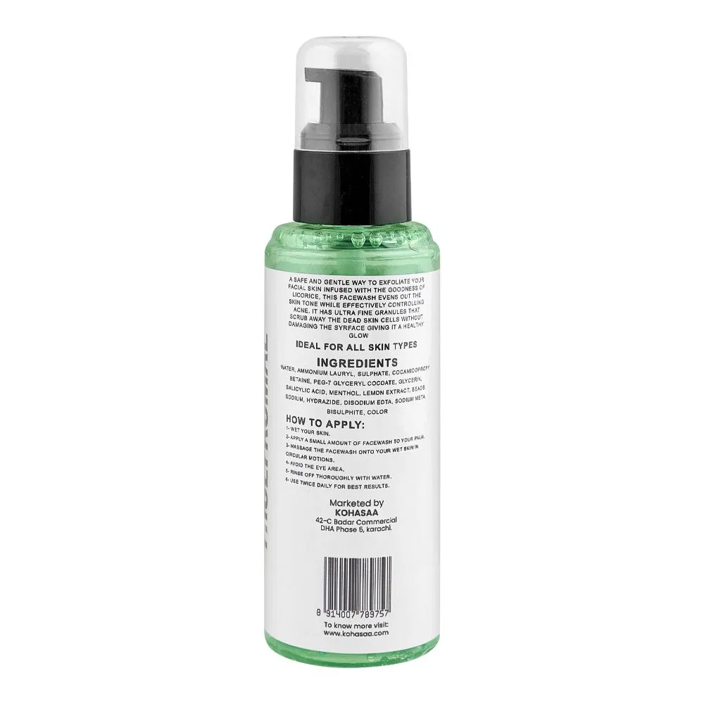 Side view of kohasaa acne-control with lemon tea tree oil face wash, salicylic acid, glycerin, for all types of skin, 100ml