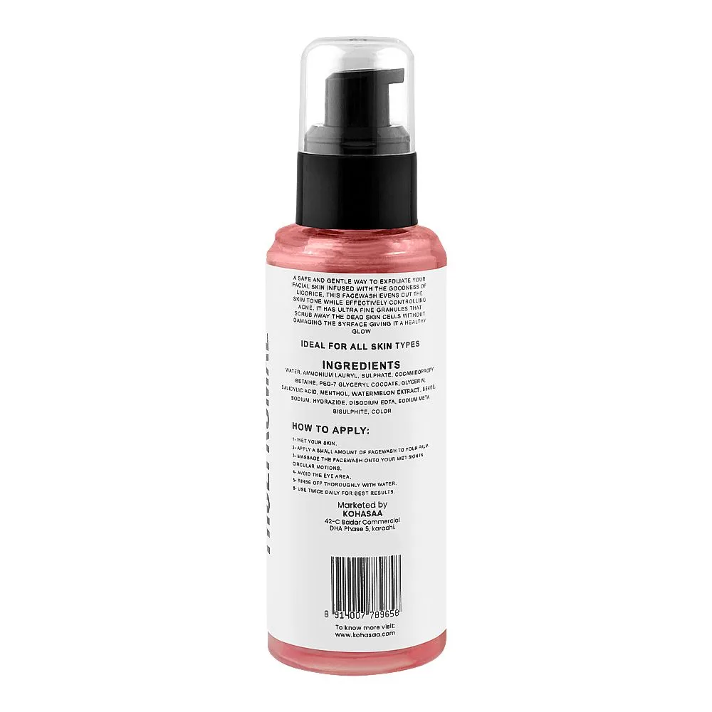 Side view of kohasaa energizing with watermelon face wash, salicylic acid, glycerin, for all types of skin, 100ml