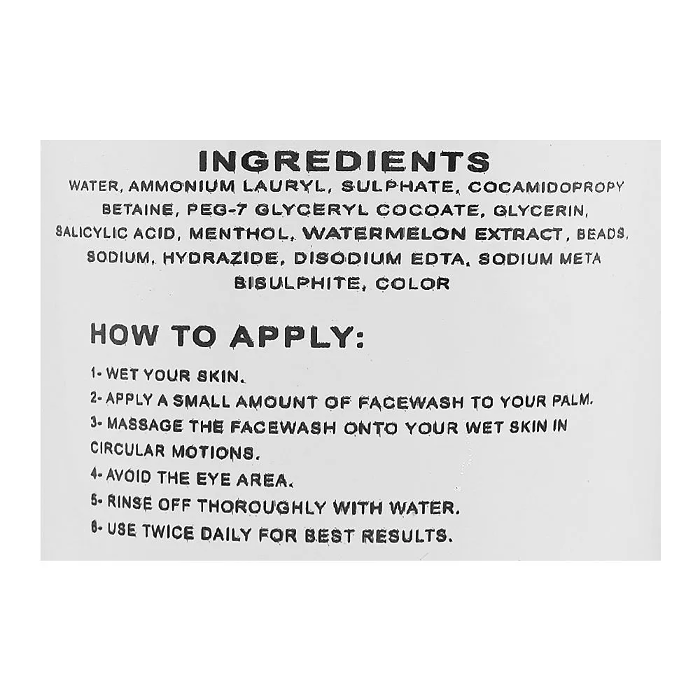 Comfortable casual kohasaa energizing with watermelon face wash, salicylic acid, glycerin, for all types of skin, 100ml