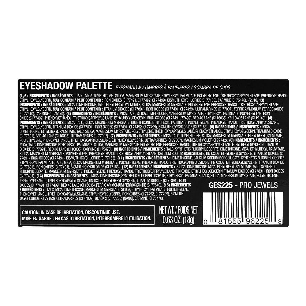 L.A. Girl Pro Jewels Eyeshadow Palette, GES225 Pro-Jewels, 18g 15-Pack packaging image
