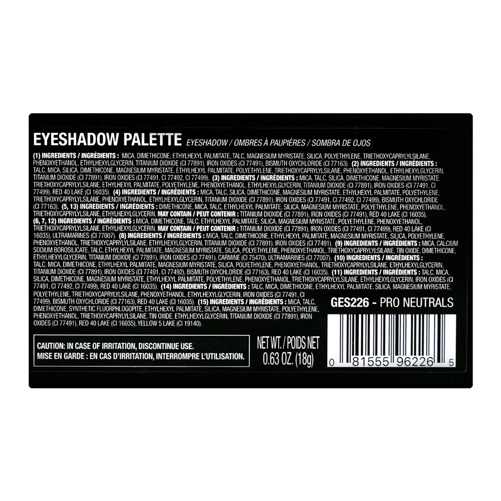 L.A. Girl Pro Neutrals Eyeshadow Palette, GES226 Pro-Neutrals 15-Pack packaging image