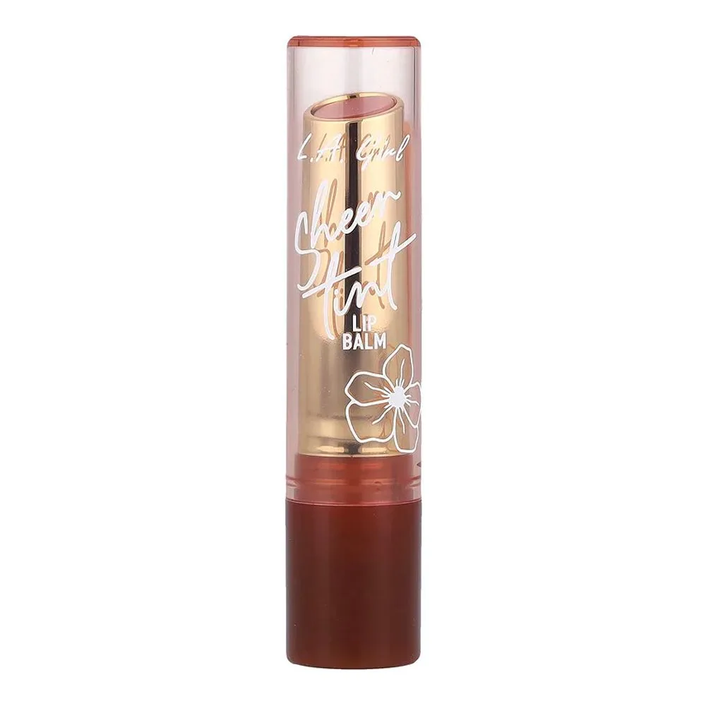 Side view of l.a. girl sheer tint lip balm, glc602 sheer nude