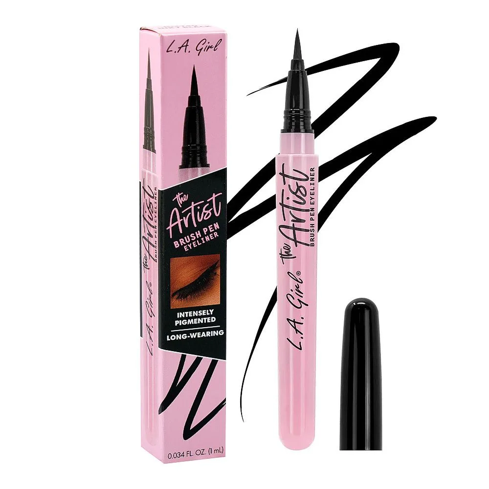 L.A. Girl The Artist Brush Pen Liquid Eyeliner, GLE740 Inky Black, 1ml
