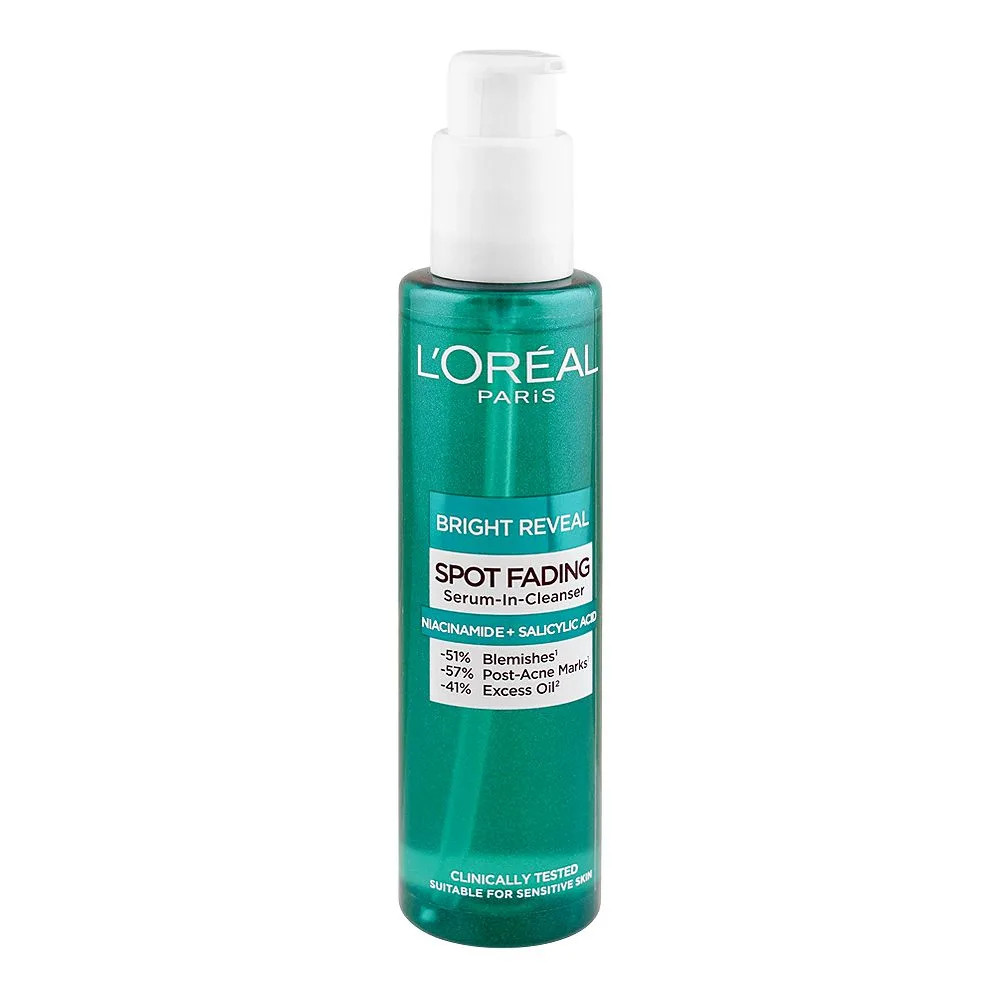L'Oreal Bright Reveal Spot Fading Serum-In-Cleanser, Niacinamide & Salicylic Acid, For All Skin Types, 150ml