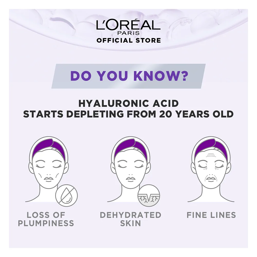 Close-up design of l'oreal paris hyaluron expert replumping moisturizing care night cream mask with hyaluronic acid, 50ml - hydrating, glass skin