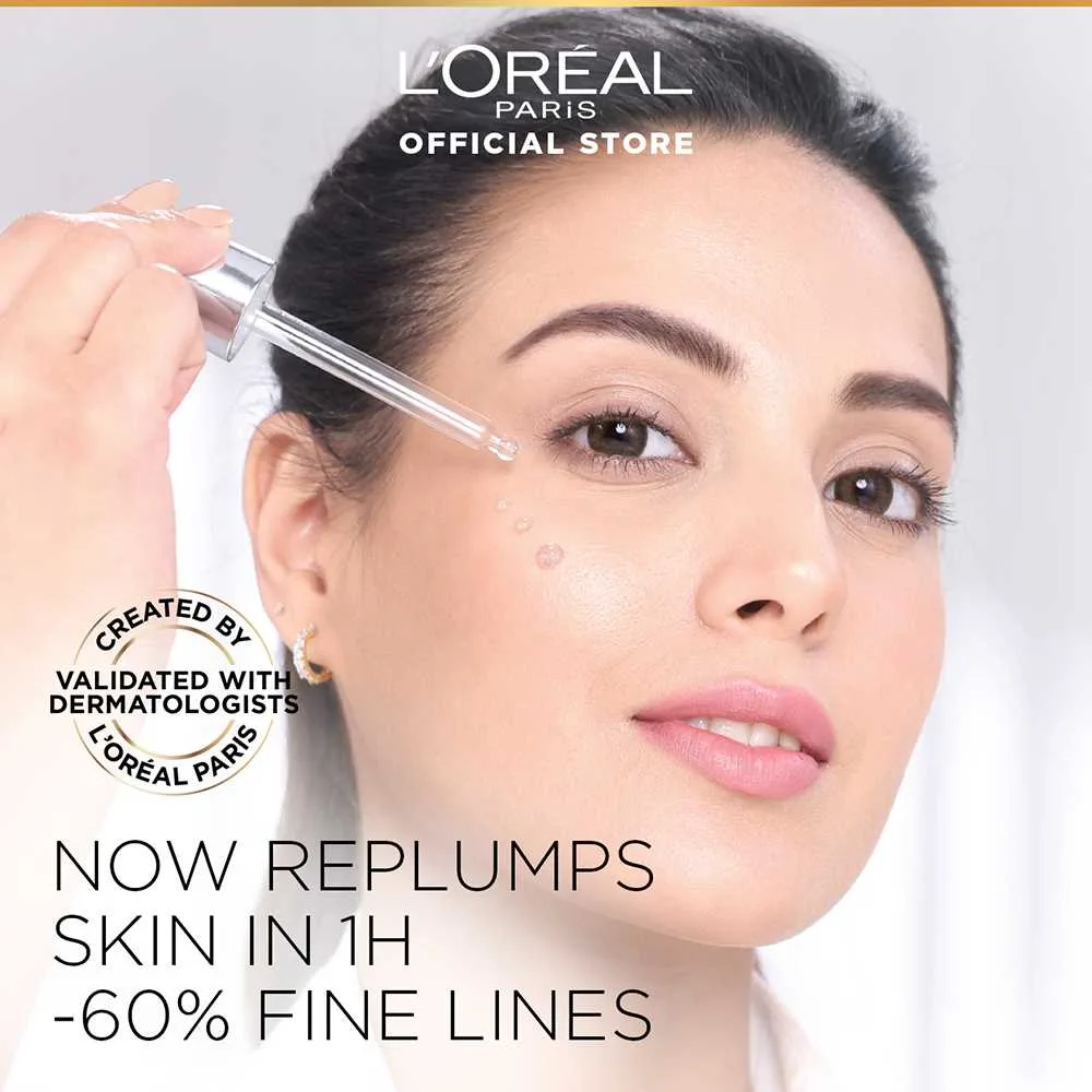 Close-up design of l'oreal paris innovation revitalift hyaluronic acid 1.5% hyaluron serum, 30ml - hydrating, anti-aging, glass skin