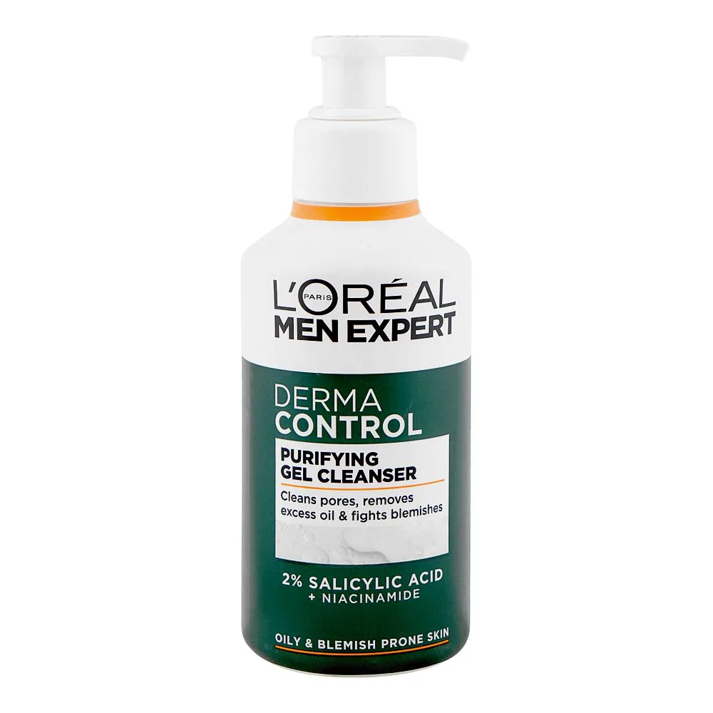 L'Oreal Paris Men Expert Derma Control Purifying Gel Cleanser, Salicylic Acid, Niacinamide, For Oily Skin, 260ml