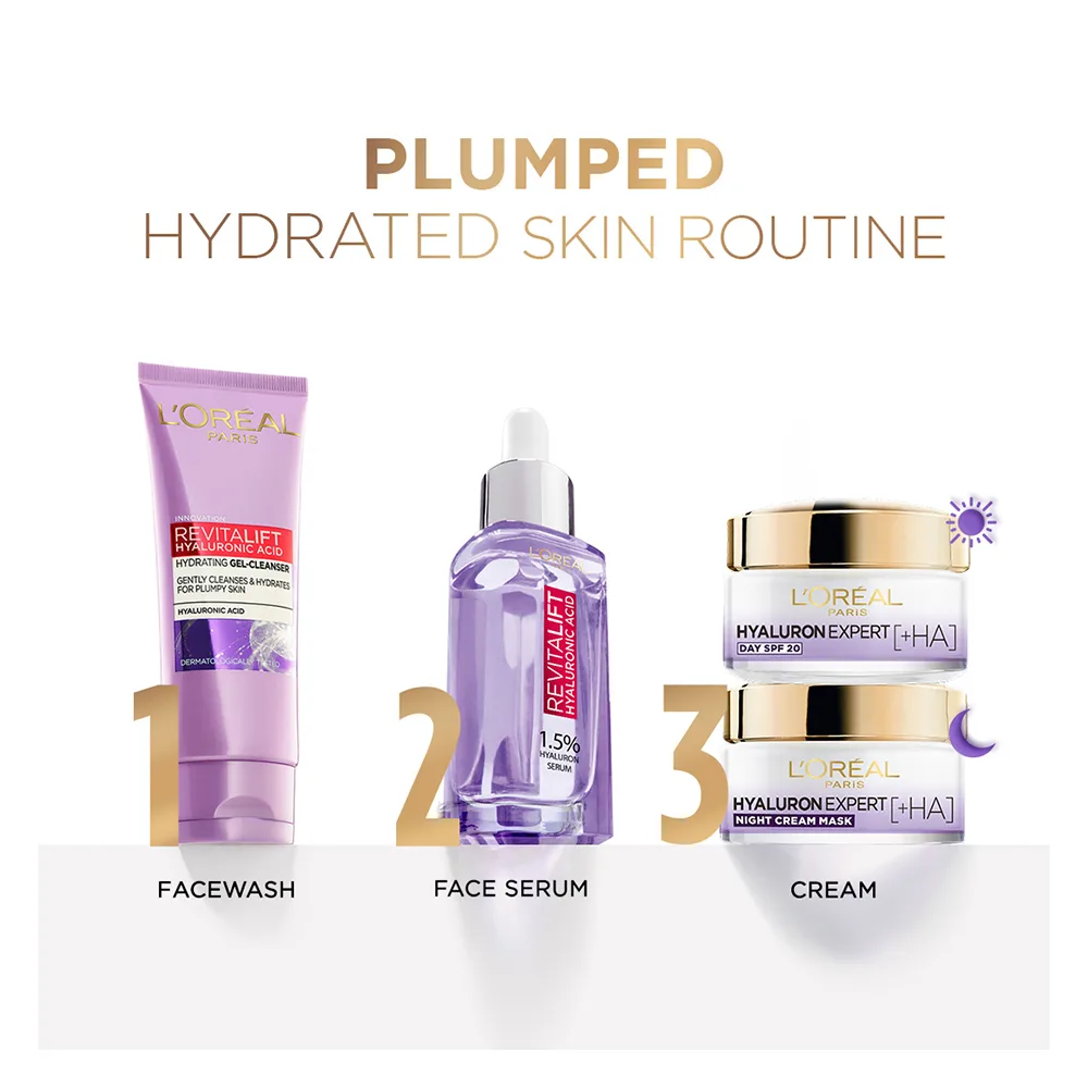 Premium everyday wear l'oreal paris revitalift hyaluronic acid hydrating gel facewash, 100ml
