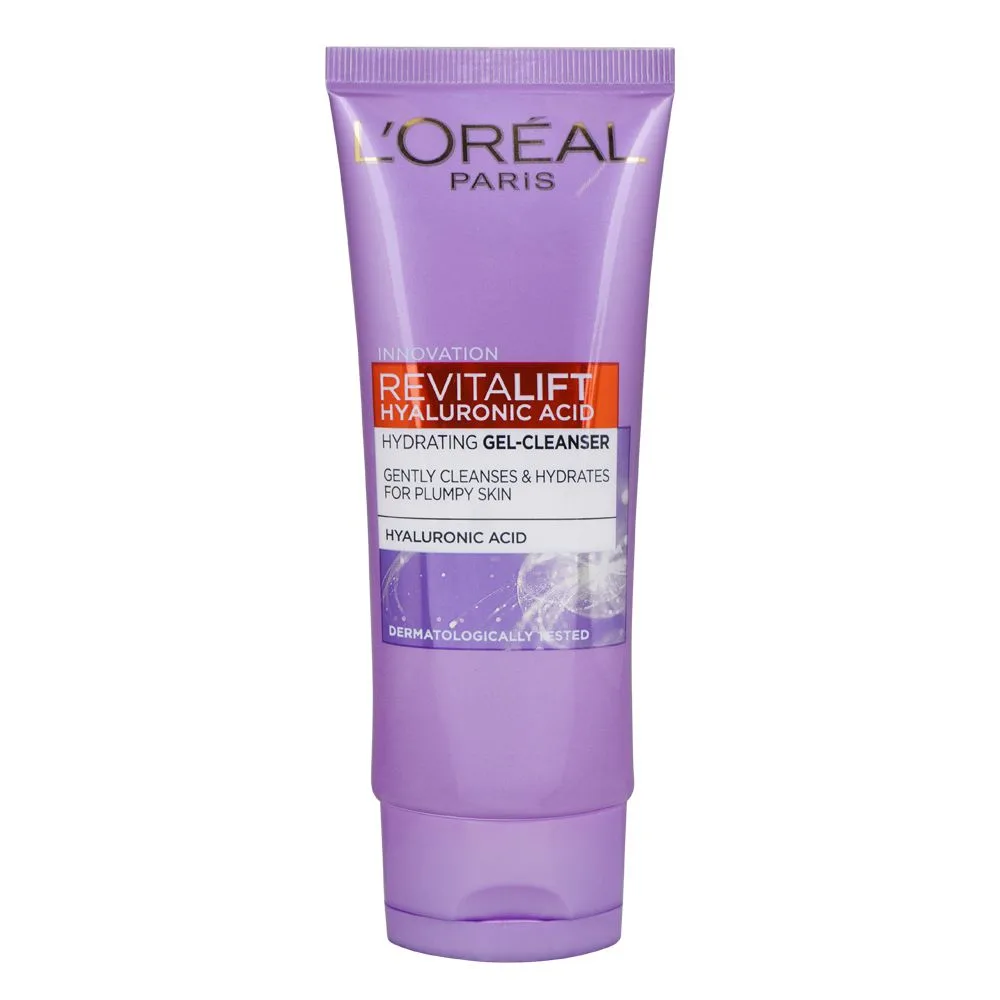 Front angle of l'oreal paris revitalift hyaluronic acid hydrating gel facewash, 100ml