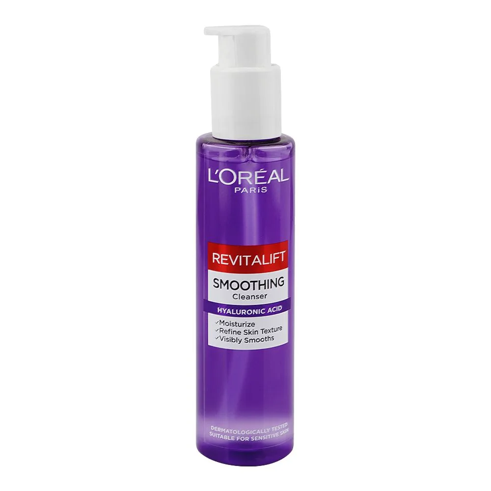 L'Oreal Paris Revitalift Hyluronic Acid Smoothing Cleanser, Hyaluronic Acid, Salicylic Acid, For All Types Of Skin, 150ml