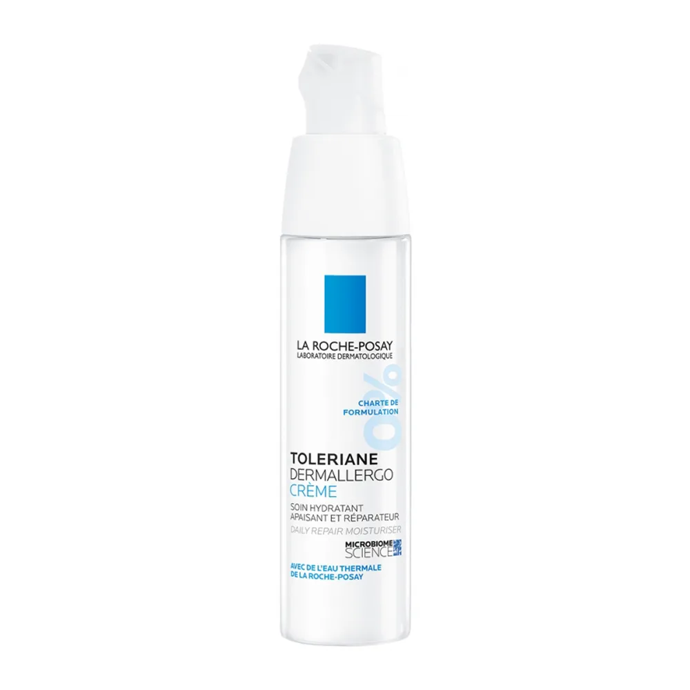 Side view of la roche-posay toleriane dermallergo soothing and moisturizing cream, for sensitive skin, 40ml