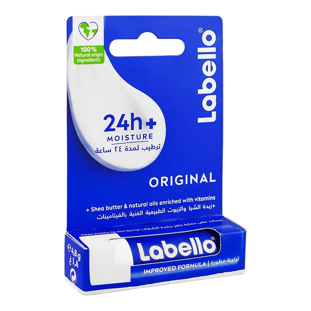 Side view of labello original caring lip balm, 4.8g
