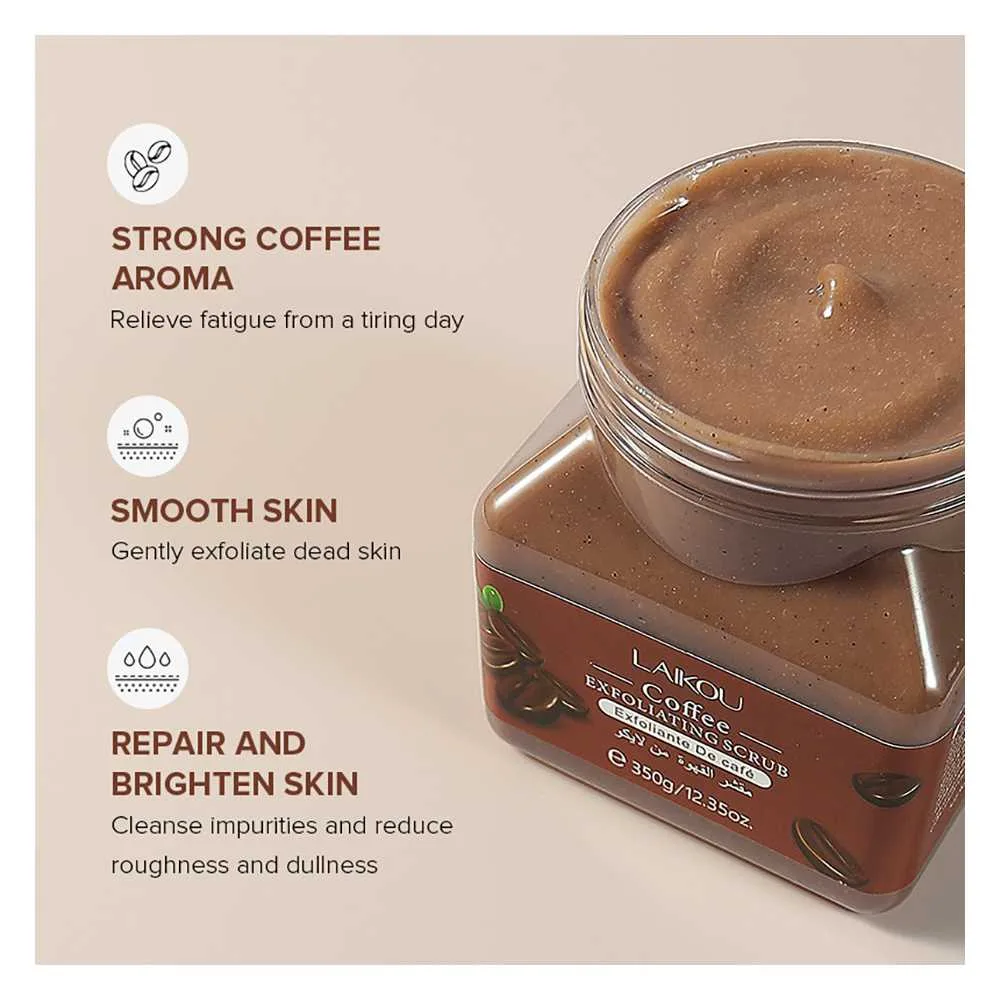 Side view of laikou coffee exfoliating body scrub, 350g, lk83656a