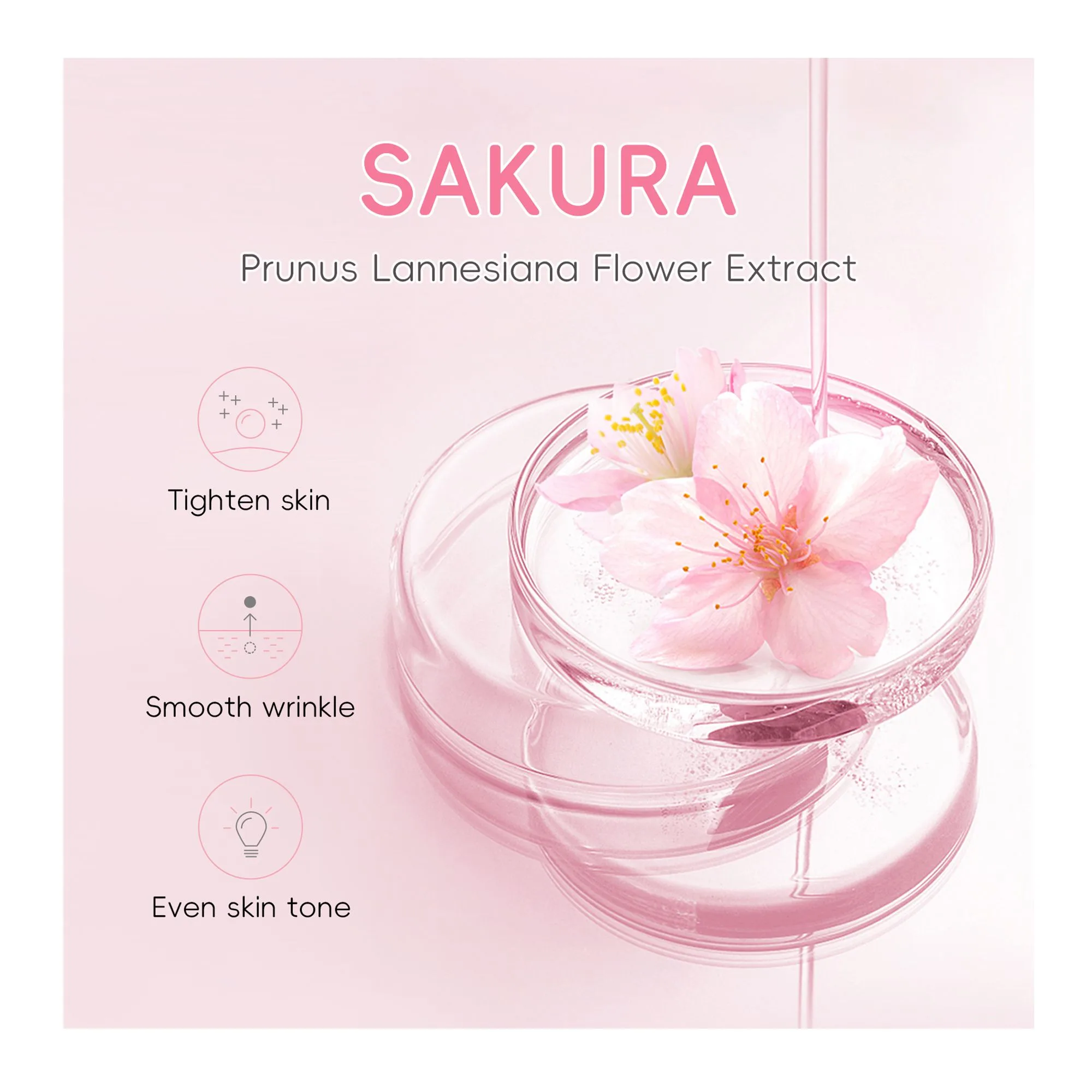 Close-up design of laikou japan sakura serum, niacinamide + hyaluronic acid + vitamin c, for sensitive skin, 30ml, lk91095d