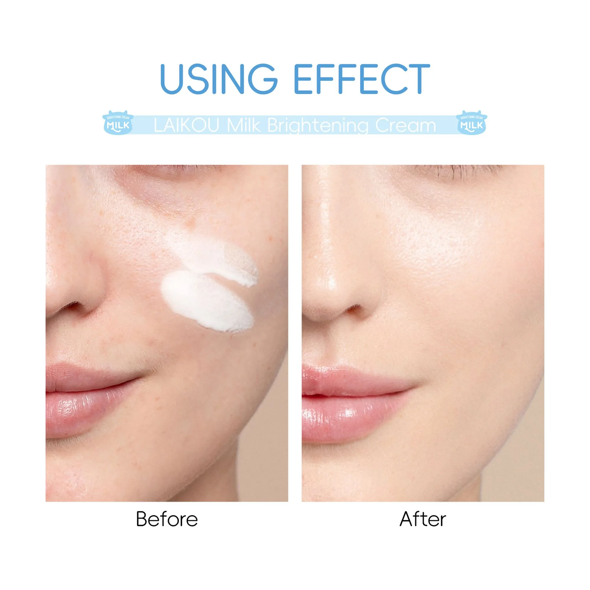 Close-up design of laikou milk brightening cream, hyaluronic acid & niacinamide, for non-allergic skin, 55g, lk91965d
