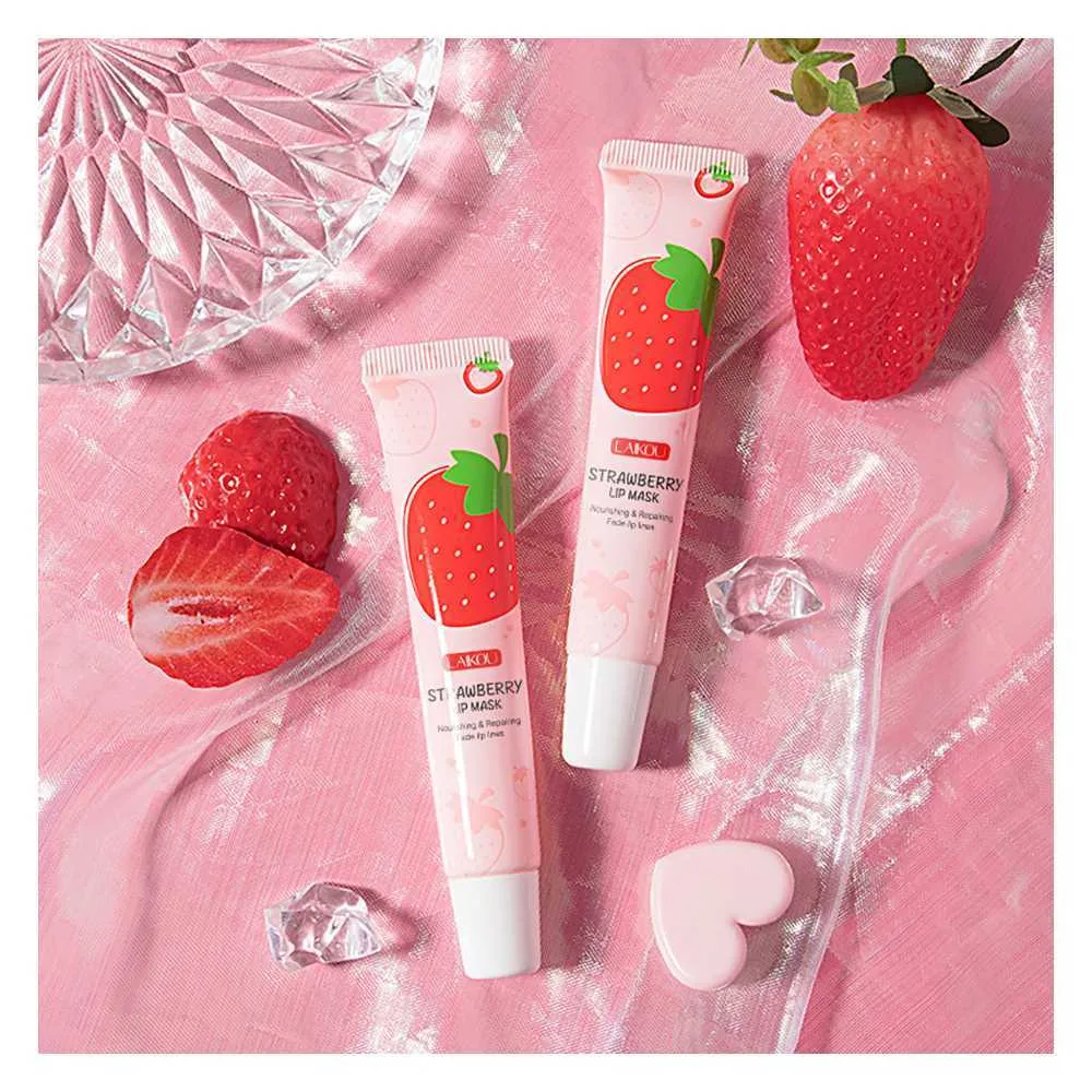 Close-up design of laikou strawberry nourishing & repairing lip mask, 18g