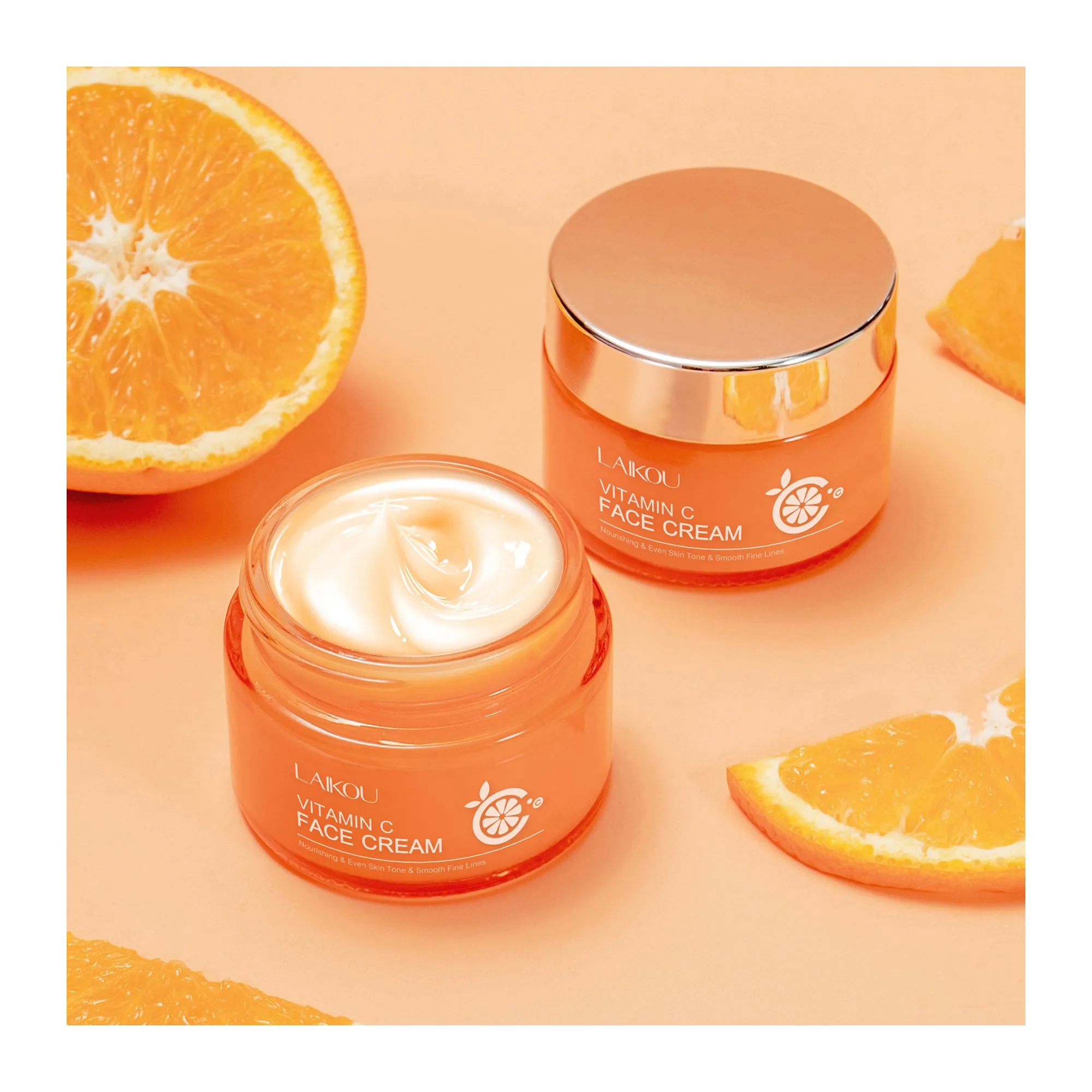 Side view of laikou vitamin c face cream, anti-oxidant, for smooth skin, 50g, lk83083d