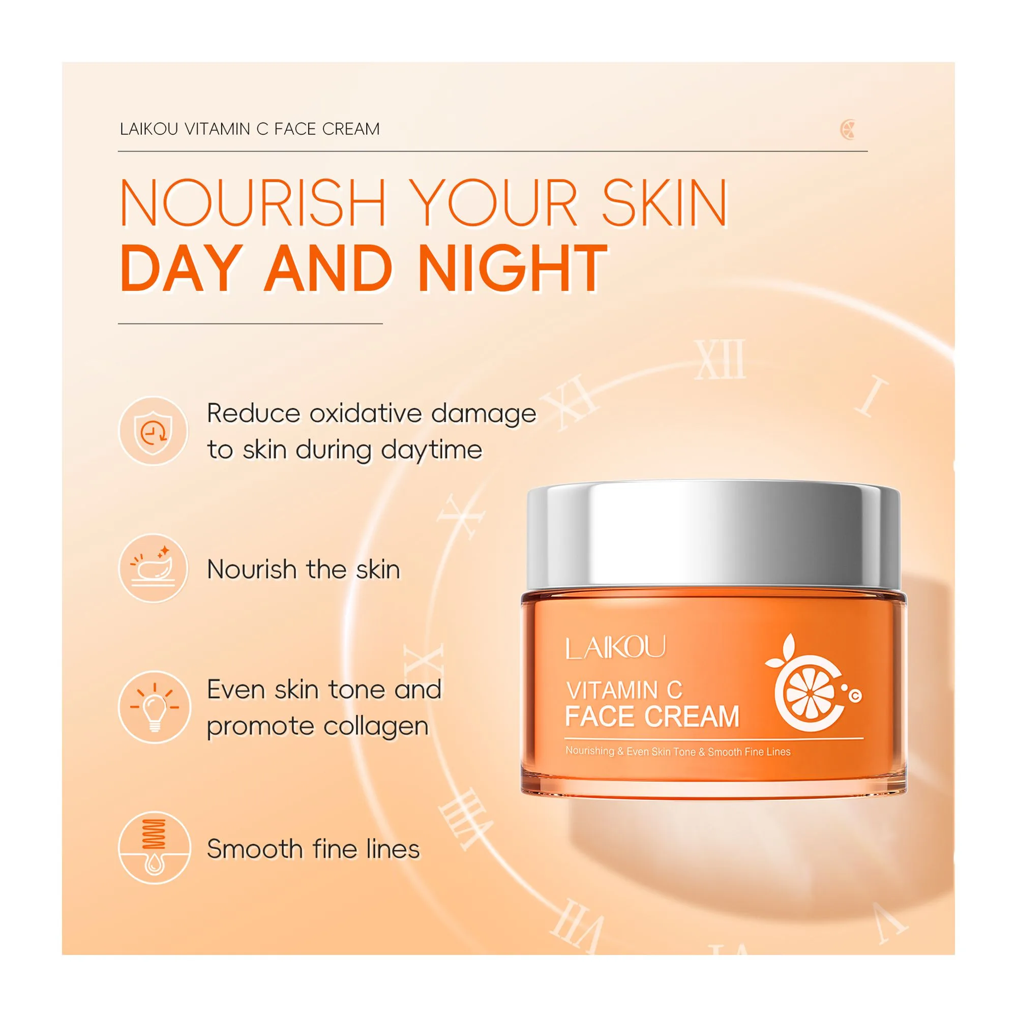 Comfortable casual laikou vitamin c face cream, anti-oxidant, for smooth skin, 50g, lk83083d