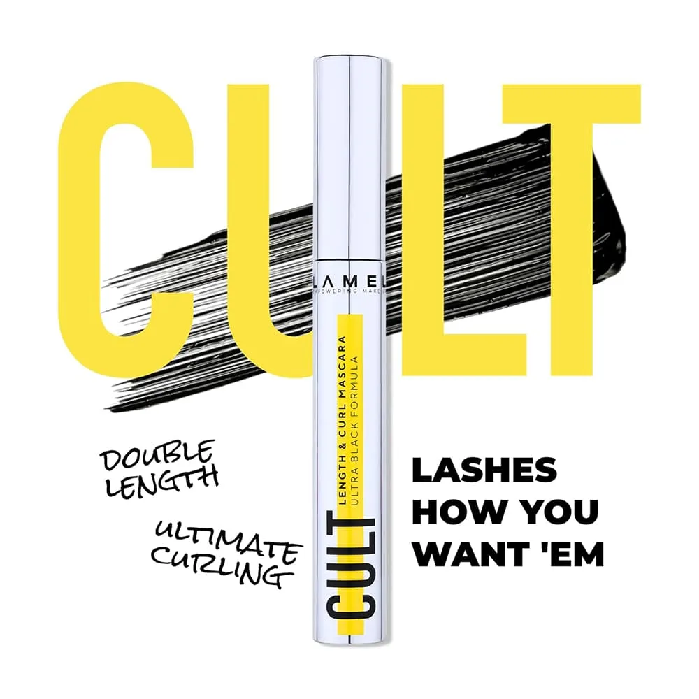 Comfortable casual lamel cult length & curl mascara, smudge proof, flake-free, 402 ultra black